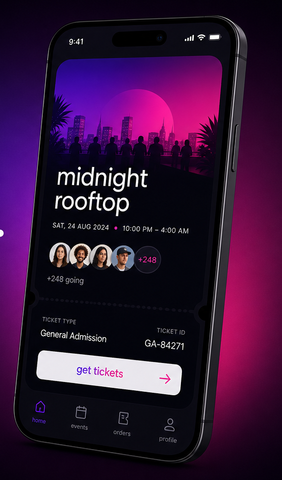 partiq event ticket on a phone